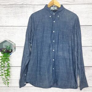 The New Ivy Brand Authentic Indigo Men's Blue Denim Button-Up Shirt Size XL